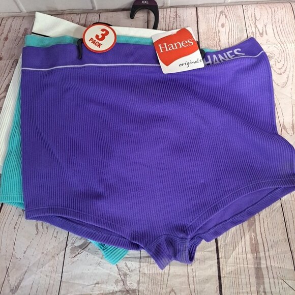 Hanes Originals Women's Underwear Seamless Rib Boyfit Panties, 3-pack 2xl - Picture 1 of 4